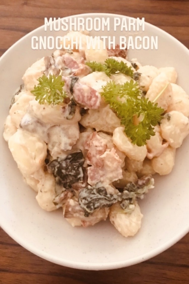 Creamy Mushroom Parmesan Gnocchi with Bacon